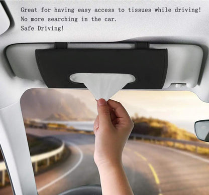 Premium Quality Sun Visor Car Tissue Box Holder with 50 FREE Tissues - Vehicle Tissue Dispenser