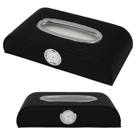 Premium Quality Car Tissue Box Holder with Small Clock