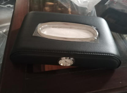 Premium Quality Car Tissue Box Holder with Small Clock