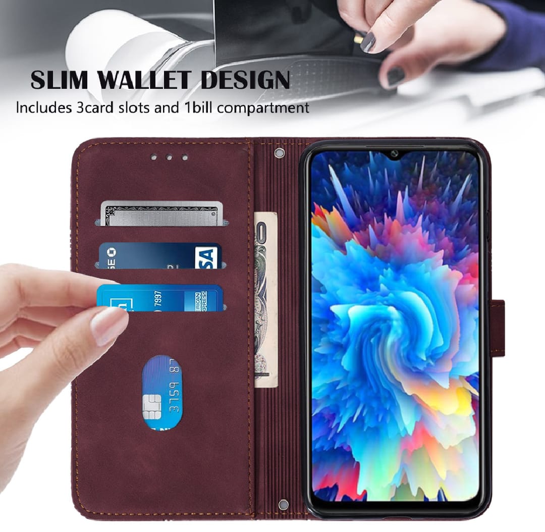 Phone Case for Realme C63 / C61 / Narzo N63 - PU Leather Book Cover Case - Wallet Case Card Slot Design