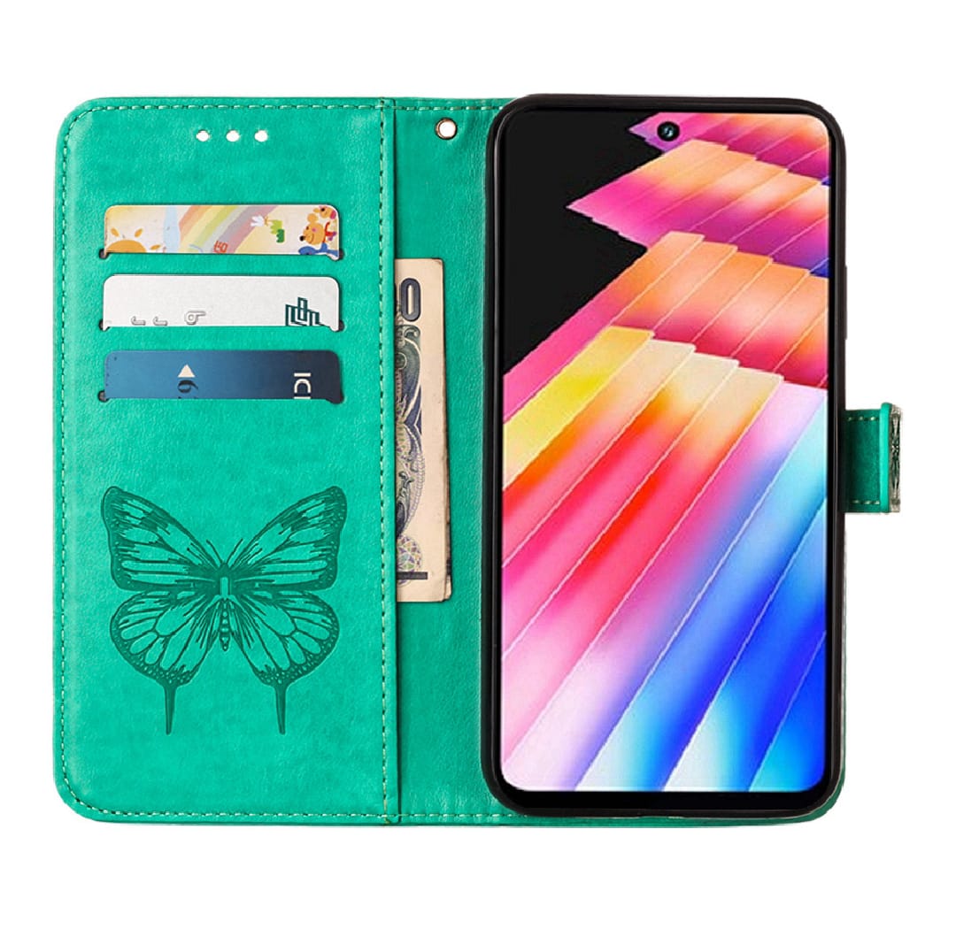 Phone Case for Realme C63 / C61 / Narzo N63 - PU Leather Book Cover Case - Wallet Case Card Slot Design - Butterfly design