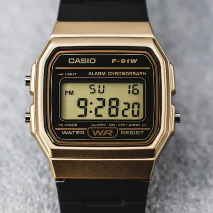 Casio F-91WM-9ADF Golden, Casio F-91WM-7ADF Silver, Casio F-91W-1DG Black - Digital Wrist Watch for Men - Vintage Series. Original Casio