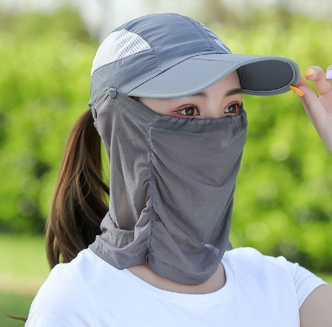 Summer Sun Cap & mask men and women UV protection sun hats cycling folding breathable face-covering fishing Cap for farm work