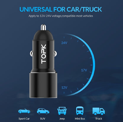 Dual USB Car Charge Quick Charge 3.0 Fast Charger Phone Charger Adapter in car
