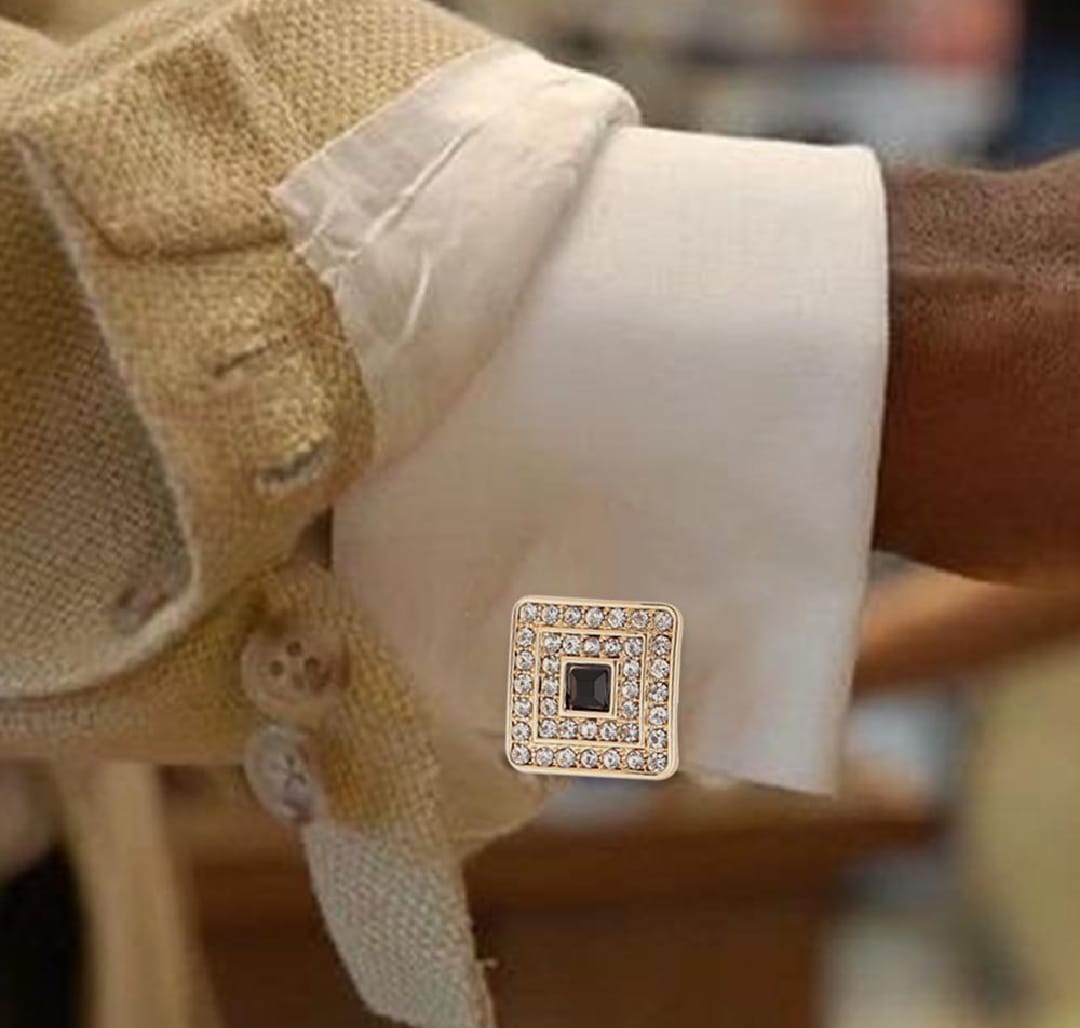 Shinny Gold Silver stone with Black Nug Cufflinks