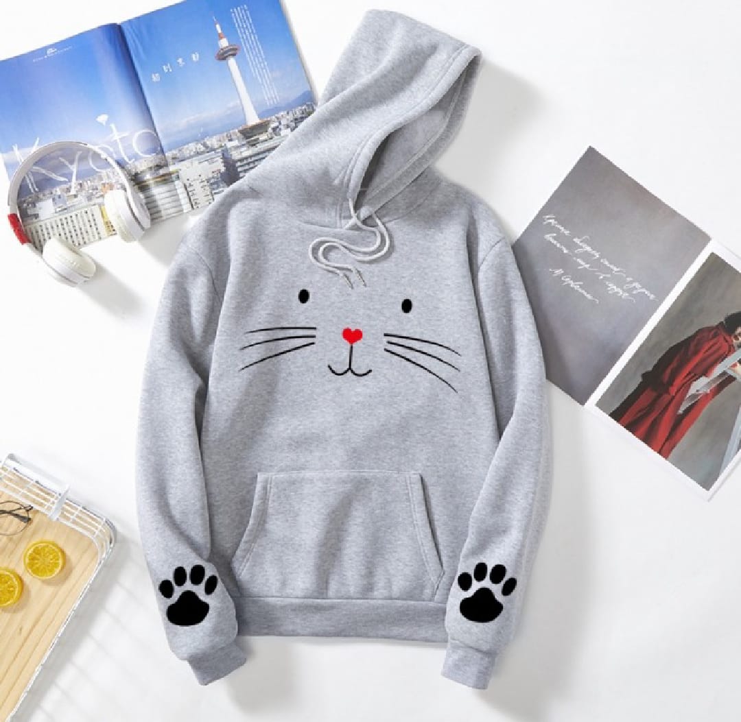 Pack of 1 Cute Cat Pullover Hoodie for Girls