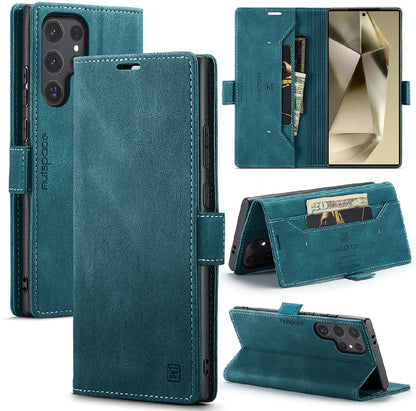 Samsung Galaxy S24 Ultra Leather Flip Cover Stand Magnetic Closure Shockproof Protective Book Case