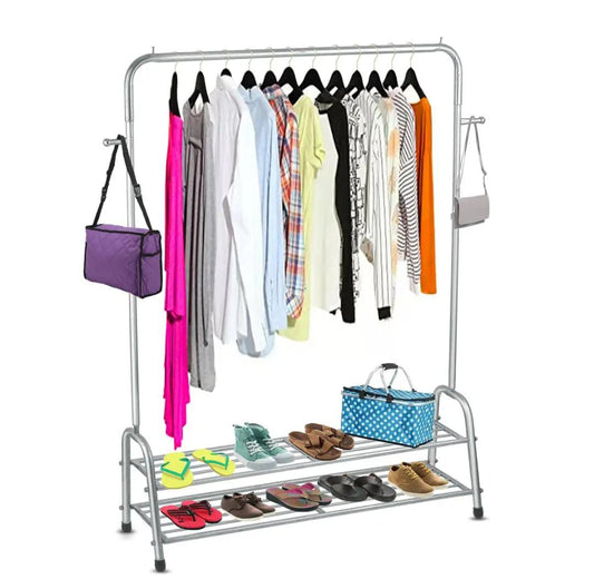 Cloth hanging stand with Double Shoes Rack Stand Garments Stand with Purse and Accessories Hanging stand