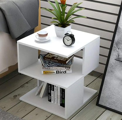 2 Side Tables Modern Side Table with storage shelf