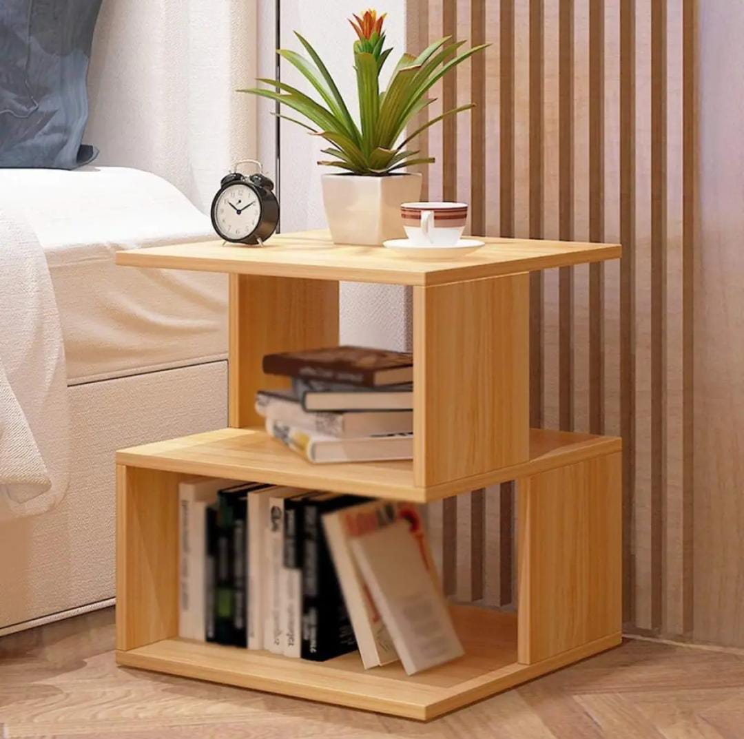 2 Side Tables Modern Side Table with storage shelf