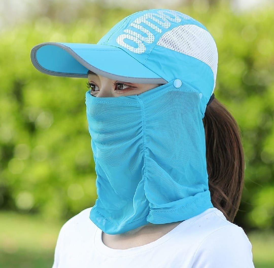 Summer Sun Cap & mask men and women UV protection sun hats cycling folding breathable face-covering fishing Cap for farm work