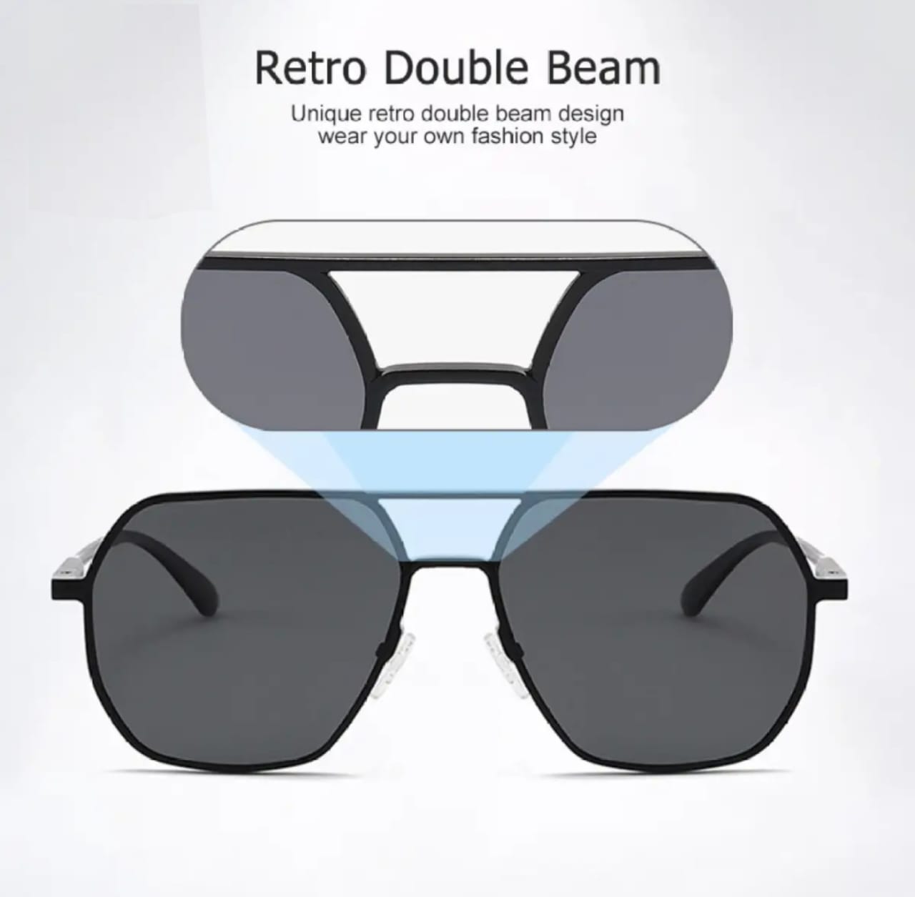 Sunglasses Large Frame Double Beam Sunglasses TAC Polarized Sunglasses Unisex Fashion Sunglasses Driving Glasses Sunglasses Fashion Personality Sunglasses UV400 Protection Clean Vision for Men Women