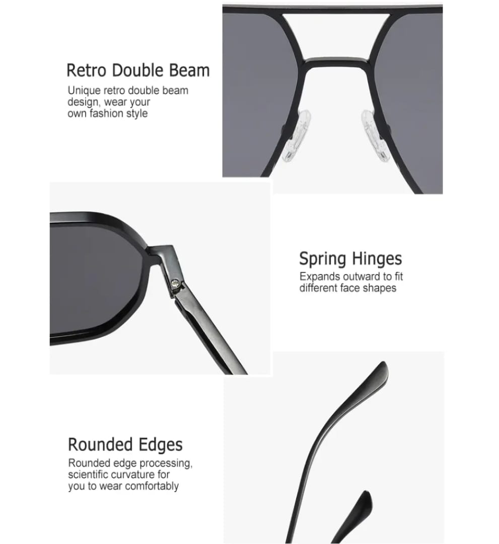 Sunglasses Large Frame Double Beam Sunglasses TAC Polarized Sunglasses Unisex Fashion Sunglasses Driving Glasses Sunglasses Fashion Personality Sunglasses UV400 Protection Clean Vision for Men Women