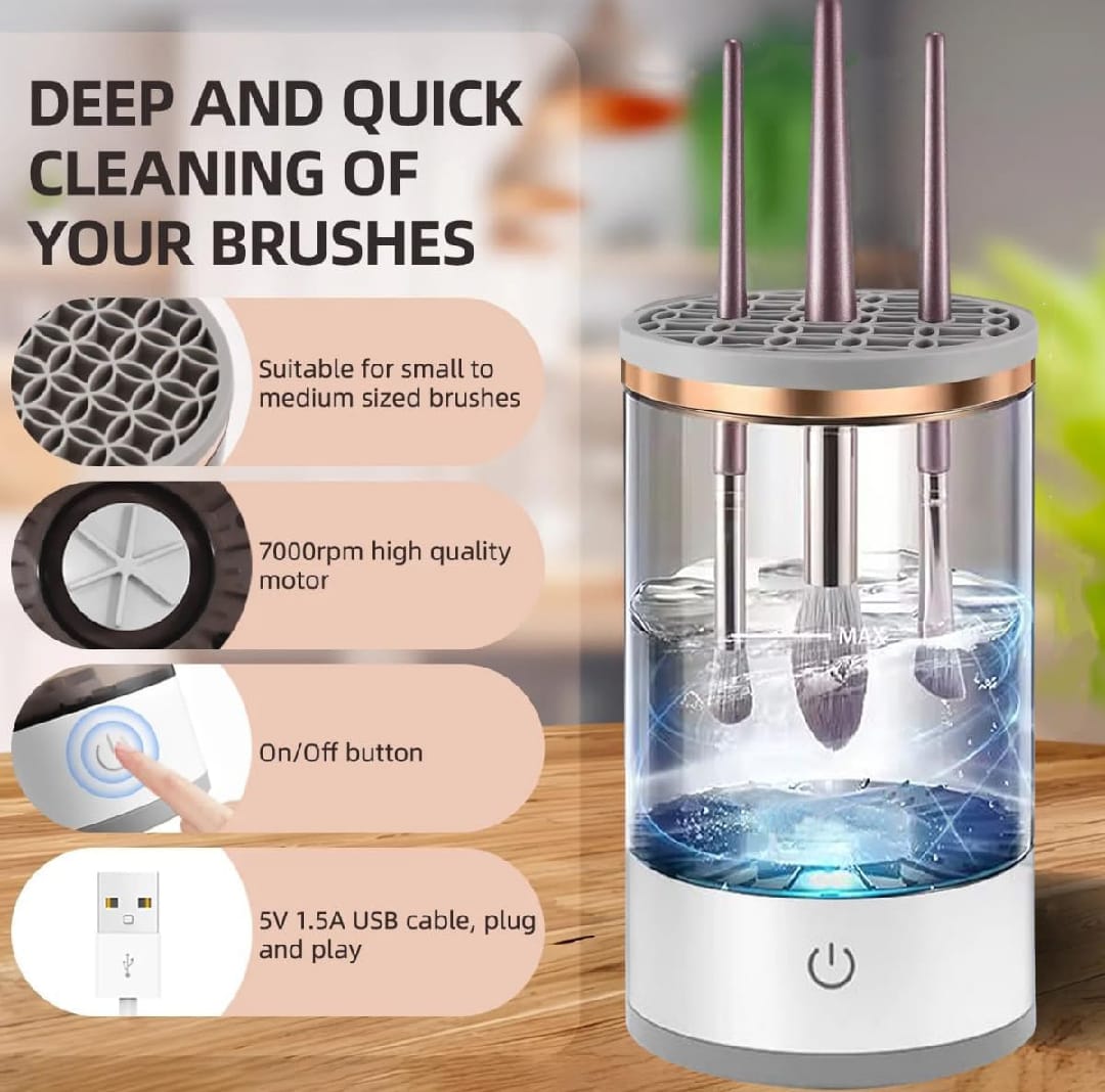 Automatic Makeup Brush Cleaning and Drying Stand Holder Electric Make Up Brush Cleaner Machine Quick Dry Tool