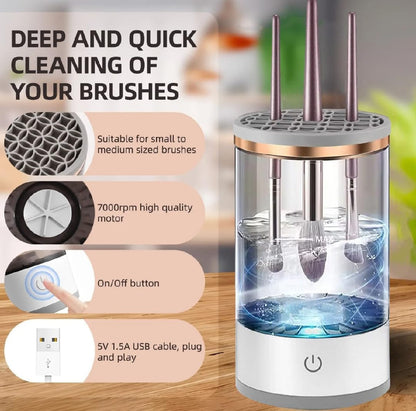 Automatic Makeup Brush Cleaning and Drying Stand Holder Electric Make Up Brush Cleaner Machine Quick Dry Tool