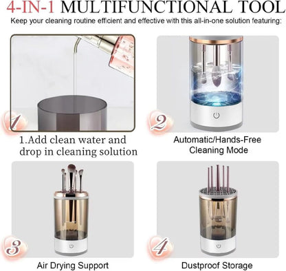 Automatic Makeup Brush Cleaning and Drying Stand Holder Electric Make Up Brush Cleaner Machine Quick Dry Tool