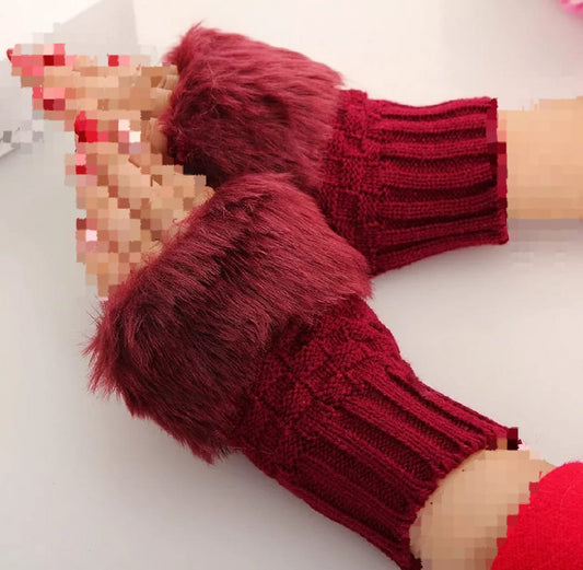 Hand Wrist Warmer Winter Fingerless Knitted Gloves for Girls