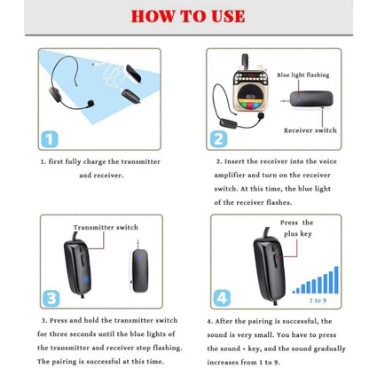 New 2 in 1 Handheld UHF Wireless Microphone Professional Head-Wear Mic Volume Amplifier for Masjid & meeting's etc.