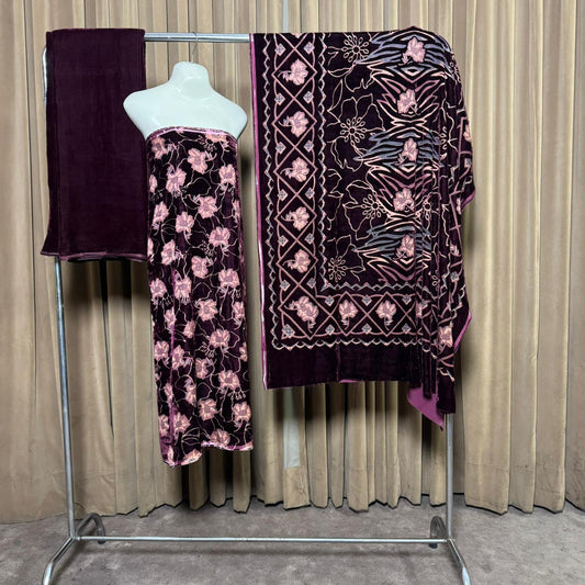 Palachi (پلچھی) Design 104 Velvet Unstitch Suit in Elegant Design & Colors (Shalwar, Kameez & Dubatta)