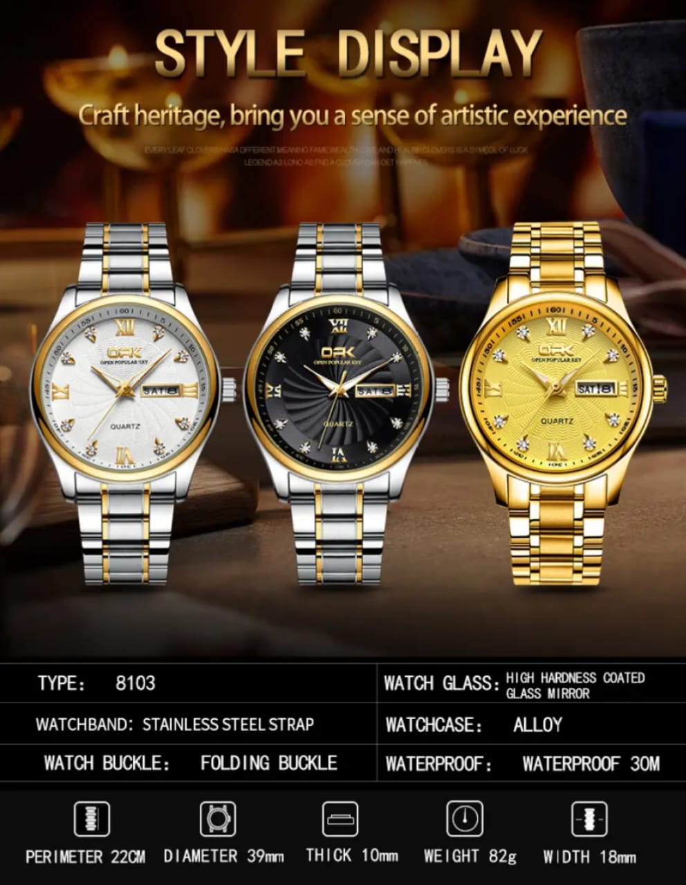 Watch for Couple Waterproof Stainless Steel Casual Watch With Box Simple Dial Dual Date Display, Titanium Steel Strap