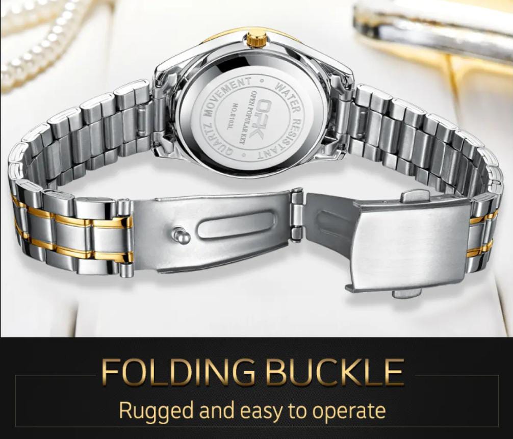 Watch for Couple Waterproof Stainless Steel Casual Watch With Box Simple Dial Dual Date Display, Titanium Steel Strap