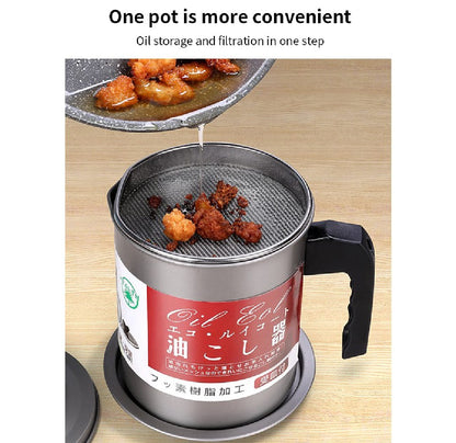 Oil Filter Pot Oil Strainer Pot Stainless Steel Grease Strainer Oil Storage Pot Oil Container