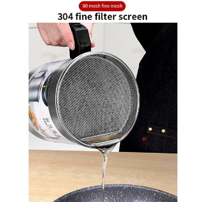 Oil Filter Pot Oil Strainer Pot Stainless Steel Grease Strainer Oil Storage Pot Oil Container