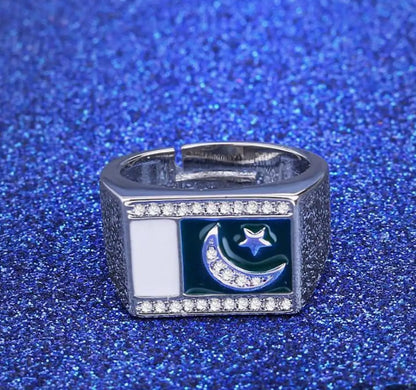 National Ring Flag Of Pakistan Ring - Adjustable Ring - Ring Size 7, 8 & 9