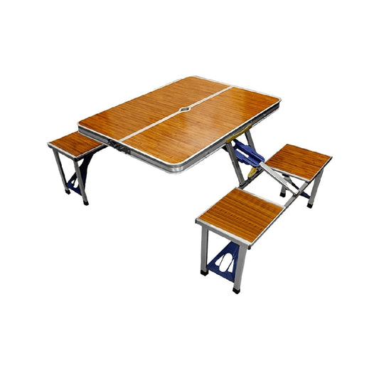 Picnic Table Wooden Style Folding Portable 4-Person Fold Up Travel Camping Table for Indoor, Outdoor Travel, Patio, Lawn, Garden