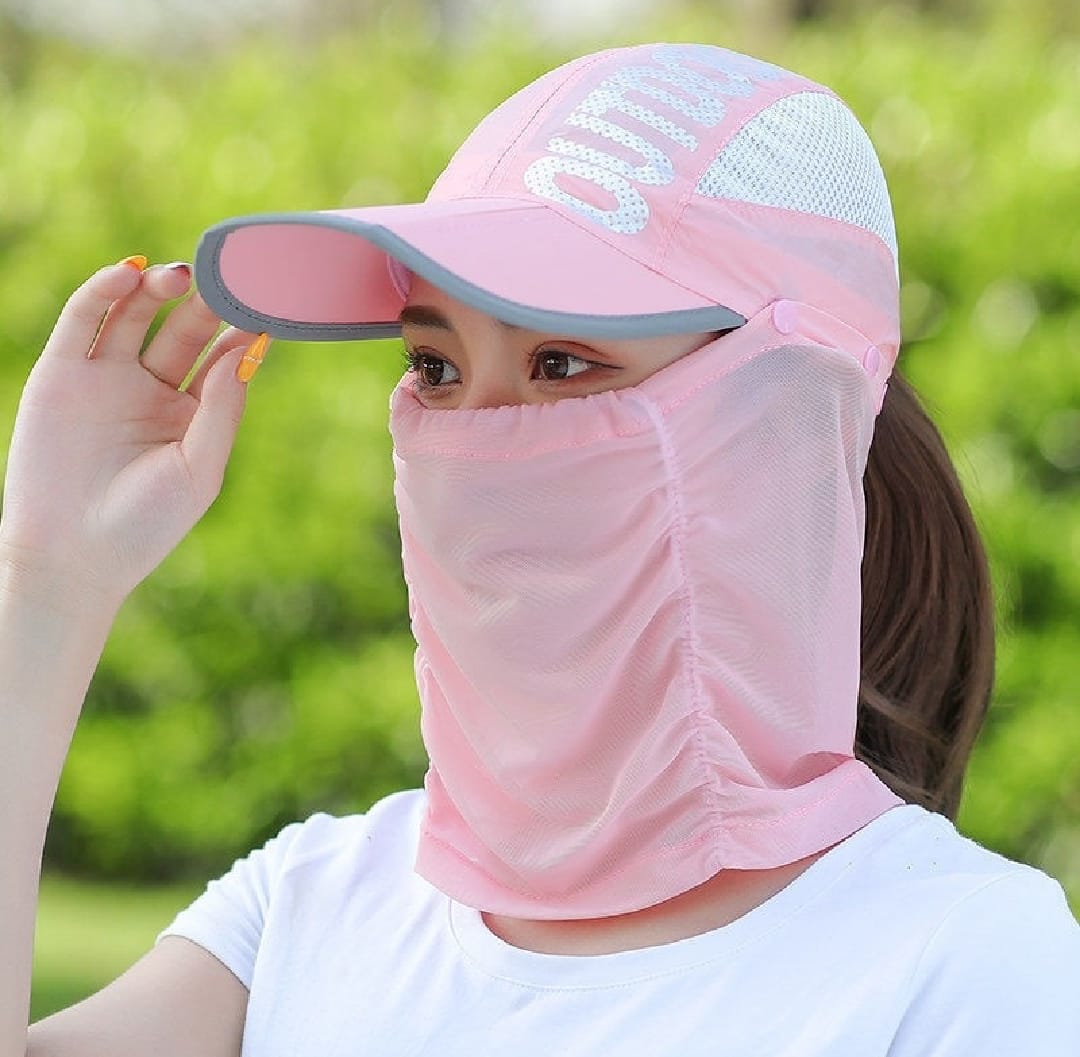 Summer Sun Cap & mask men and women UV protection sun hats cycling folding breathable face-covering fishing Cap for farm work
