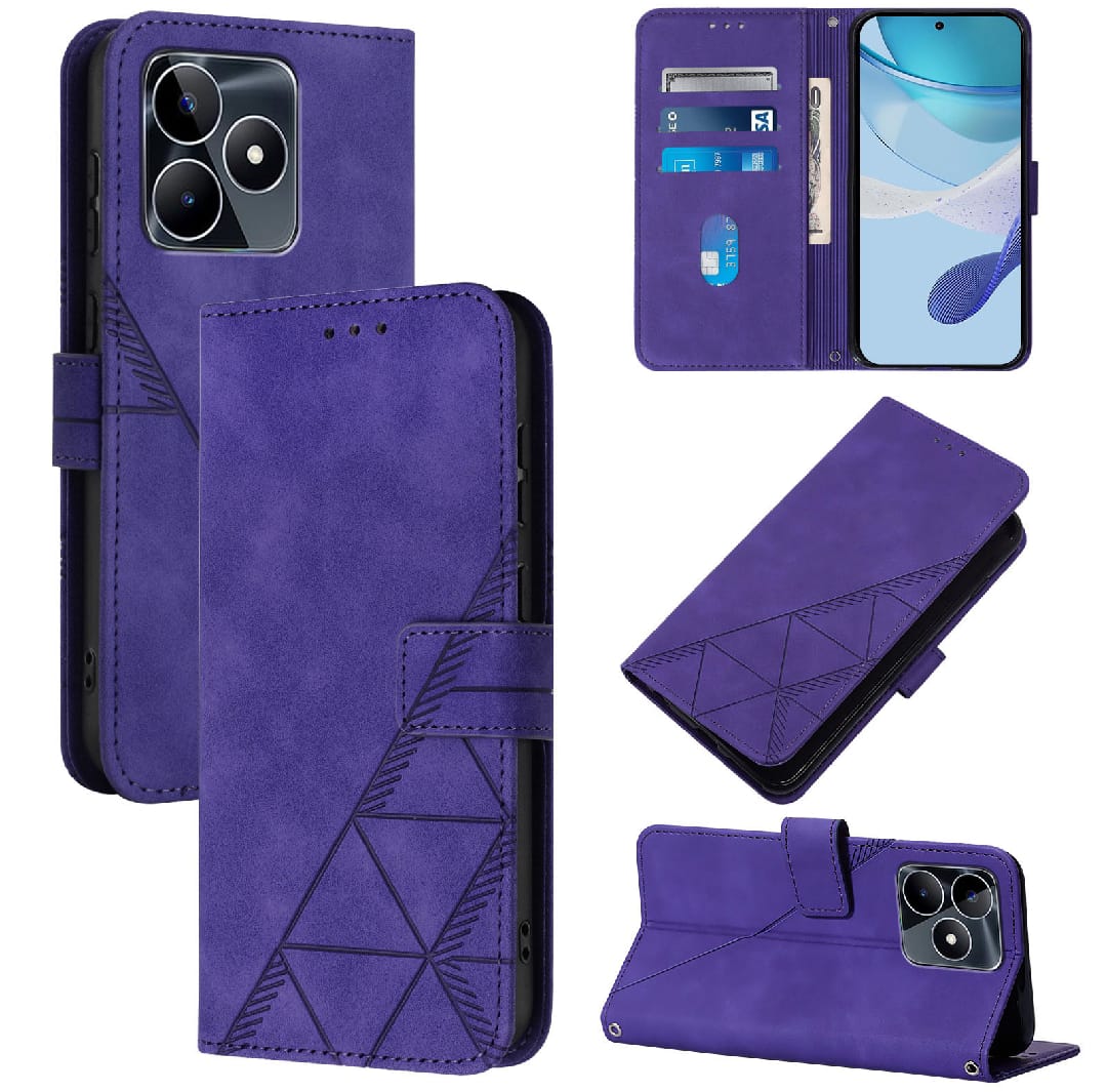 Phone Case for Realme C63 / C61 / Narzo N63 - PU Leather Book Cover Case - Wallet Case Card Slot Design