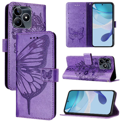 Phone Case for Realme C63 / C61 / Narzo N63 - PU Leather Book Cover Case - Wallet Case Card Slot Design - Butterfly design