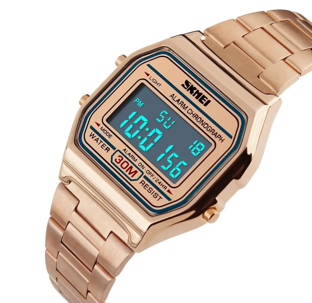 Stainless Steel Backlight Alarm Chrono, Waterproof Digital Watch for Gents & Ladies