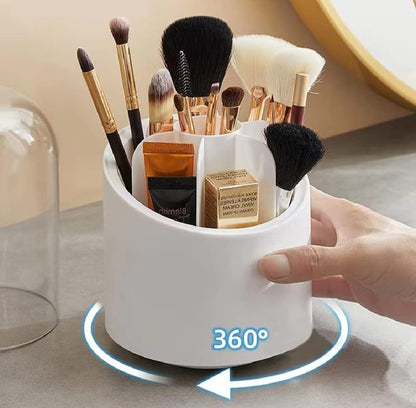 360° Rotating Makeup Brush Storage Box Portable Desktop Cosmetic Organizer, 7 Slots Transparent Makeup Brush Box Dust Free Makeup Brush Organizer for Display Stand Bedroom