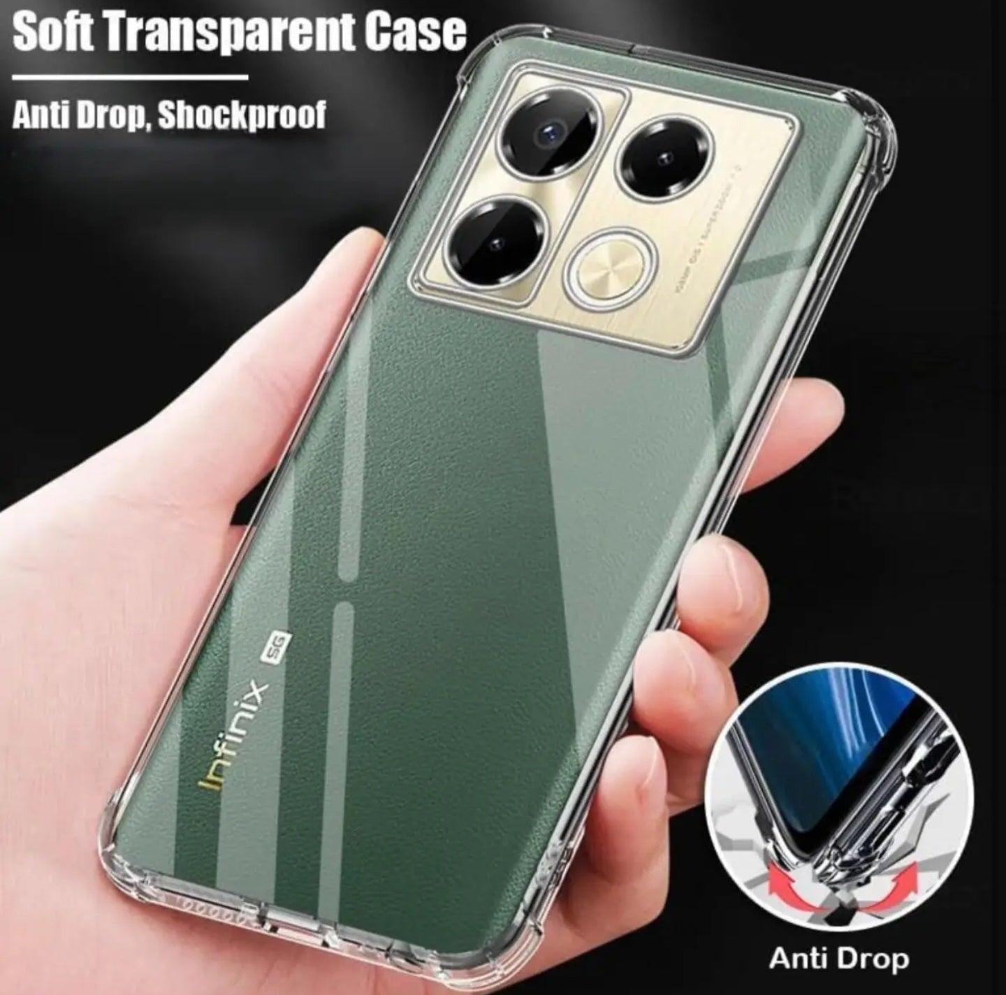 Infinix Note 40 Pro 5G Back Cover Bumper Transparent Soft Clear Silicon Jelly Back Case