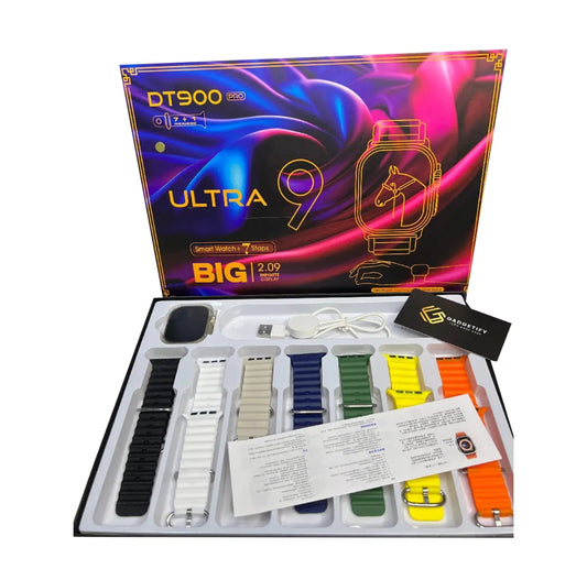 DT900 Pro Ultra Smart Watch (49mm)  with 7 straps + Wireless Charger 2.09 Infinite Display