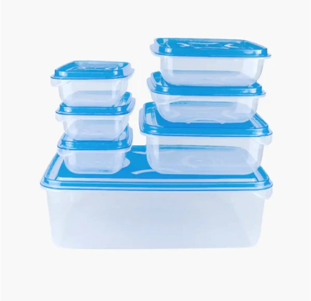 Food Containers, Thumb lock stackable plastic food storage box (4000ml, 7pc Set)