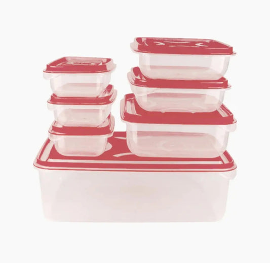 Food Containers, Thumb lock stackable plastic food storage box (4000ml, 7pc Set)