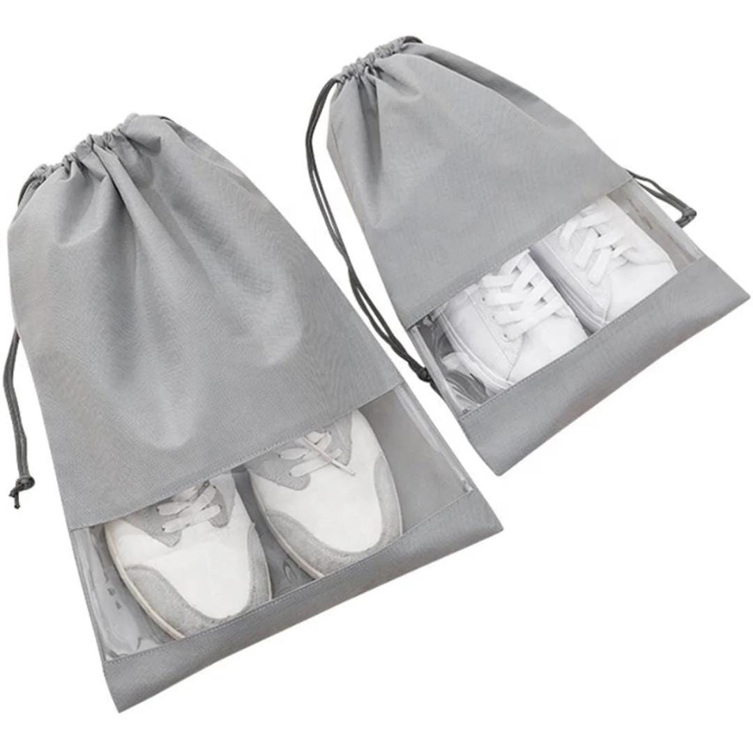 Pack of 10 Travel Shoes Bag With Clear Window non-woven with PVC Bag.