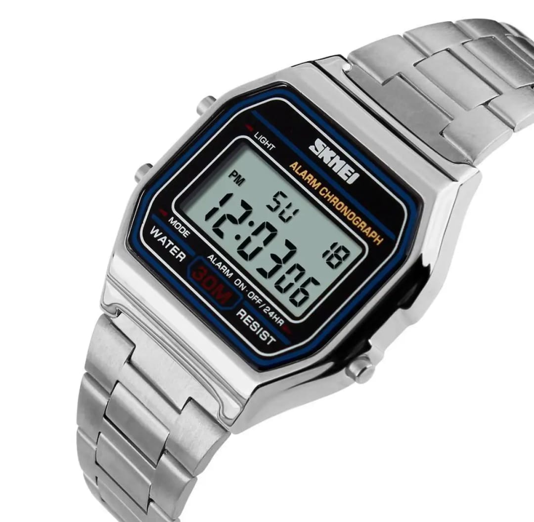 Stainless Steel Backlight Alarm Chrono, Waterproof Digital Watch for Gents & Ladies