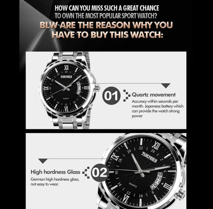 Business Fashion Quartz Stainless Steel Waterproof Casual Watches for Men