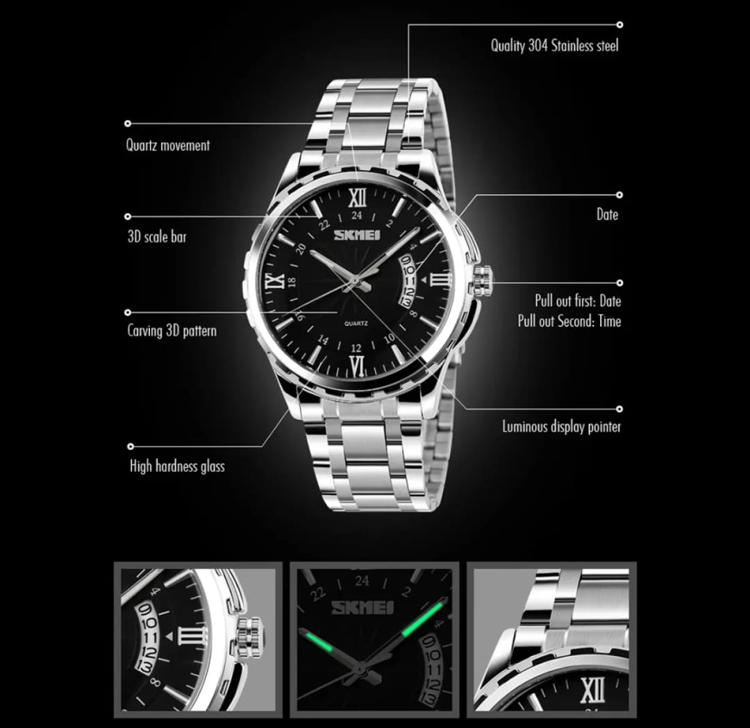 Business Fashion Quartz Stainless Steel Waterproof Casual Watches for Men