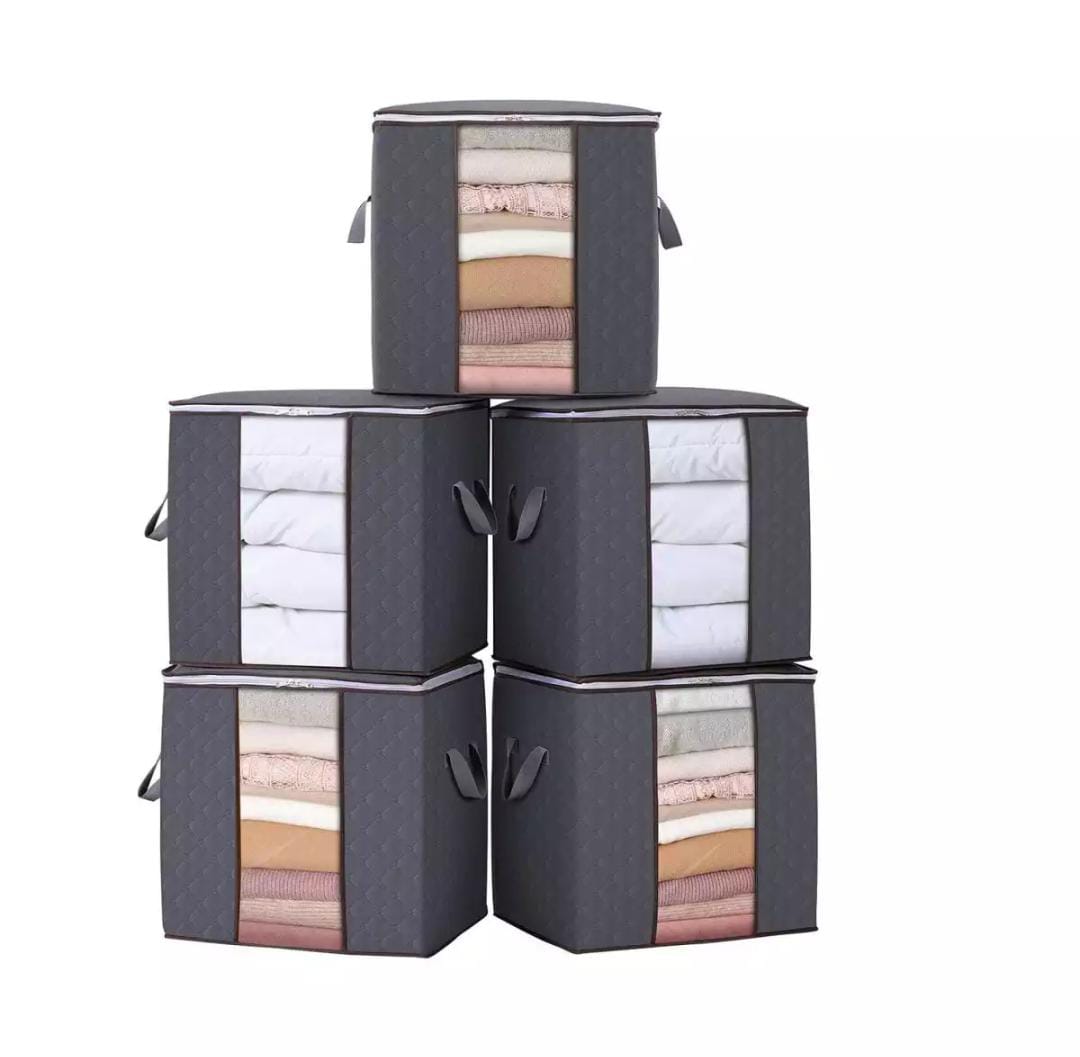 Pack of 10 - Improved Quality LARGE Storage Bags Organizers Portable Bamboo Charcoal Clothes Blanket Large Folding non woven Storage Bags