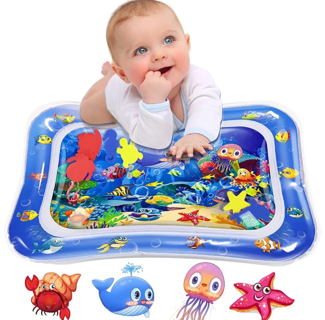 Inflatable Tummy Time Premium Water Mat Infants And Toddlers Fun time Play Activity Pad For 3 to 24 Months, Strengthen Your Baby's Muscles, Portable