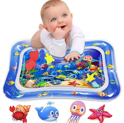 Inflatable Tummy Time Premium Water Mat Infants And Toddlers Fun time Play Activity Pad For 3 to 24 Months, Strengthen Your Baby's Muscles, Portable