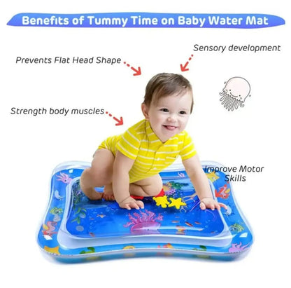 Inflatable Tummy Time Premium Water Mat Infants And Toddlers Fun time Play Activity Pad For 3 to 24 Months, Strengthen Your Baby's Muscles, Portable