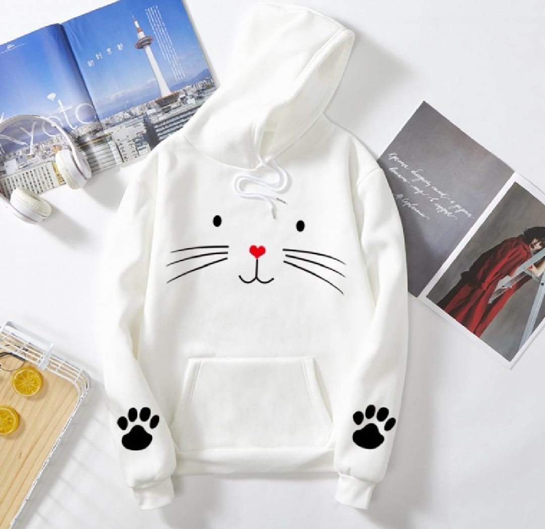 Pack of 1 Cute Cat Pullover Hoodie for Girls