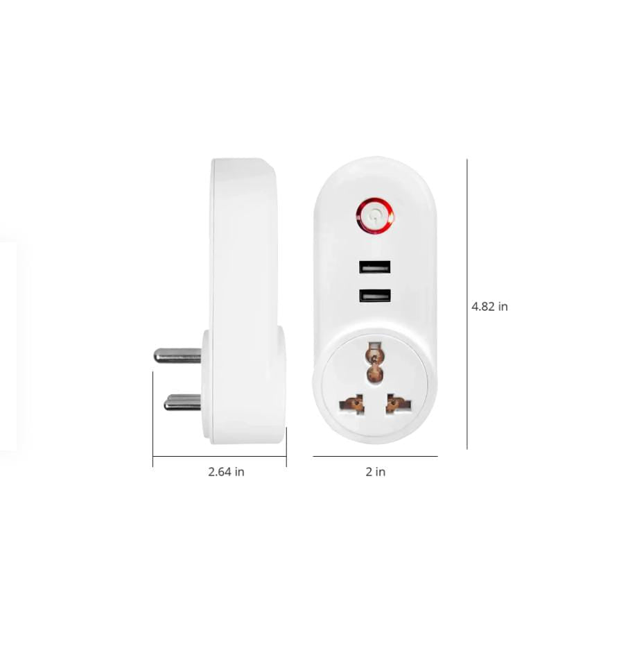 16A Universal Smart Plug with 2 Usb Port