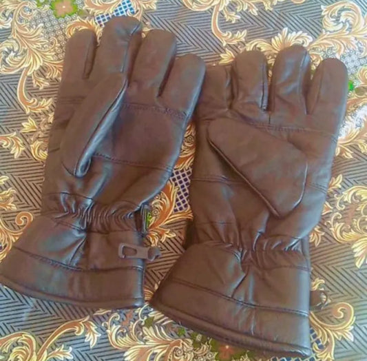 Winter Leather Black Warm Gloves for outing