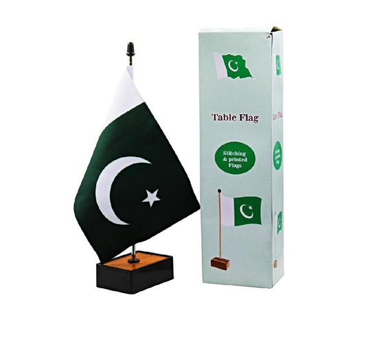 Pakistan Table Flag With Wooden Stand For Executive Office